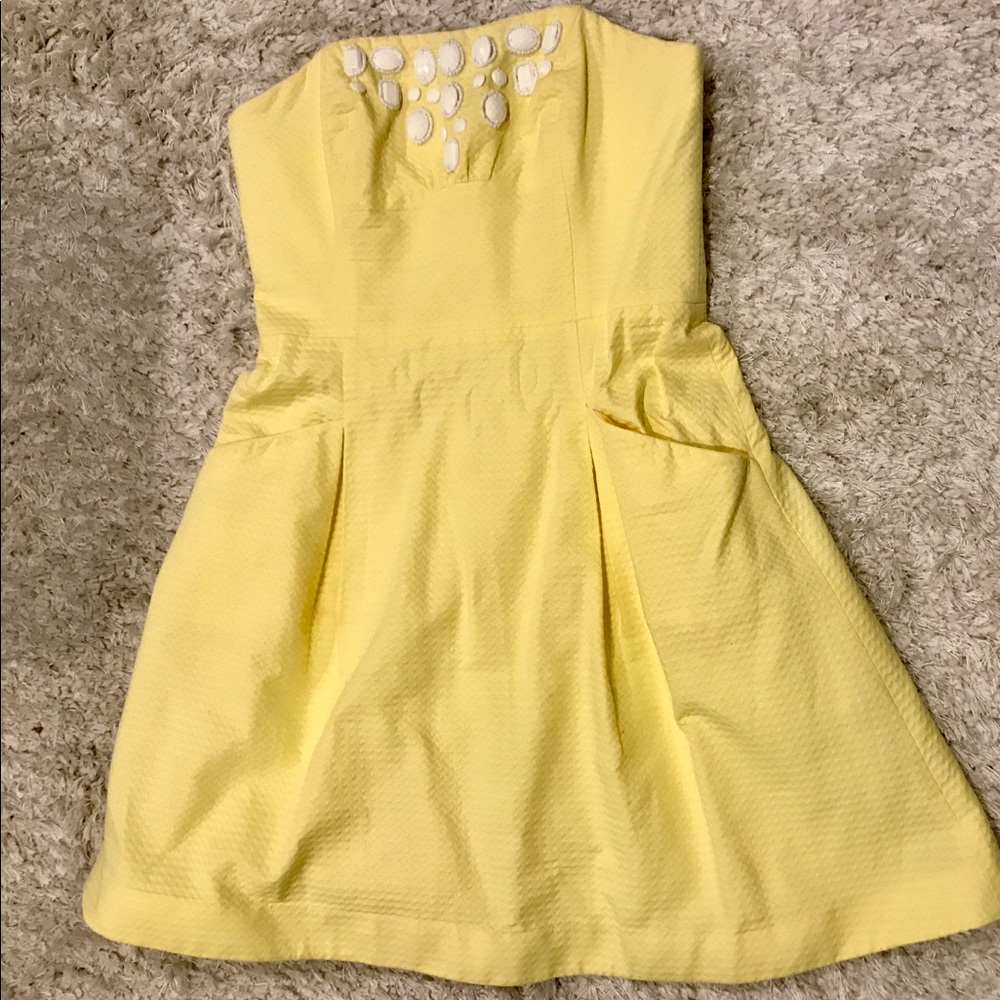Strapless yellow Lilly Pulitzer sundress
